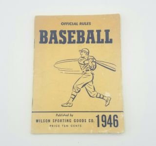 Baseball Official Rules Book Wilson Sporting Goods Co.  Vintage 1946 Memorabilia