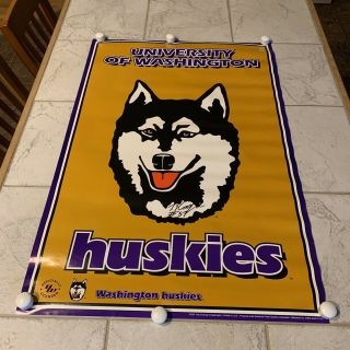 1991 Univ.  Of Washington Huskies Football Poster 24x36 57 Tyrone Rogers Auto