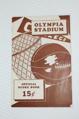 Vintage Olympia Stadium Michigan College Basketball Program 1946 Detroit Falcons