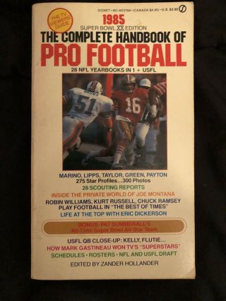 1985 The Complete Handbook Of Pro Football - Montana Marino & Dickerson