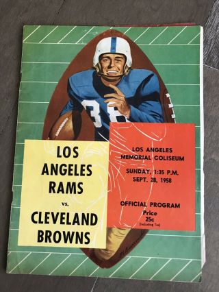1958 9/28 Football Program - Los Angeles Rams V Cleveland Browns @ La Coliseum