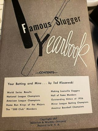 Louisville Slugger 1957 Famous Slugger Year Book 3