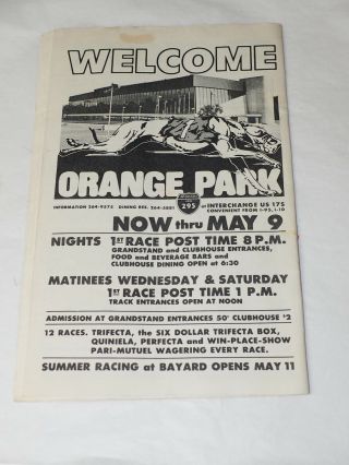 ORANGE PARK Florida Greyhound Racing Official Program aPRIL 14,  1979 2
