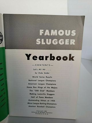 Louisville Slugger 1956 Famous Slugger Year Book 3