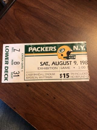 1986/1st Nfl Game @ Madison,  Wi/ticket Stub/green Bay Packers Vs York Jets