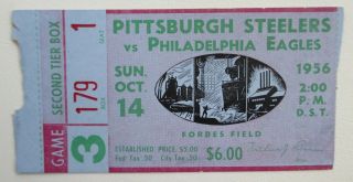 1956 Nfl Pittsburgh Steelers Vs Philadelphia Eagles Forbes Field Ticket Stub
