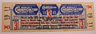 1949 World Series Game 3 Full Ticket St.  Louis Cardinals Phantom Vintage