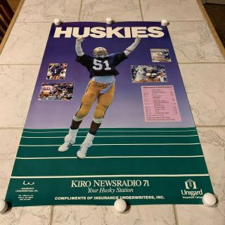 1986 Washington Huskies Schedule Poster 21x33 Husky Football 51 Reggie Rogers