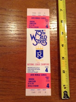1978 World Series Ticket Stub Kansas City Royals Baseball Phantom