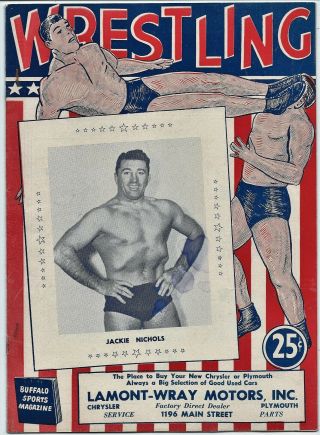 Wrestling Program Buffalo Ny 1952 Suni War Cloud American Indian Cover Lou Thesz