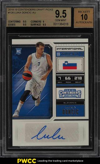 2018 Panini Contenders Draft Luka Doncic Rookie Rc Auto 126 Bgs 9.  5 Gem (pwcc)