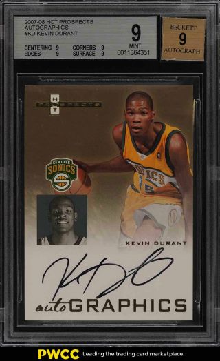 2007 Fleer Hot Prospects Kevin Durant Rookie Rc Auto Kd Bgs 9 (pwcc)