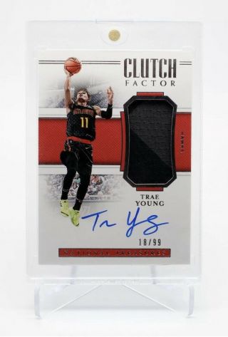 2018 - 19 Panini National Treasures Clutch Factor Trae Young Rookie Auto /99