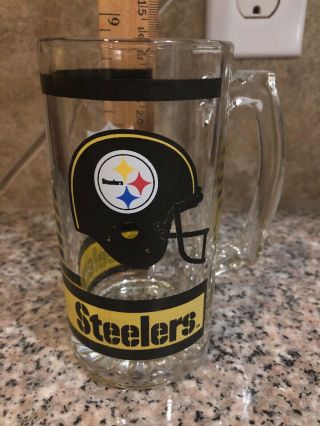 Pittsburgh Steelers Authentic Nfl Glass Beer Mug Football Stein Steeler Helmet