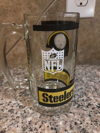 Pittsburgh Steelers Authentic NFL Glass Beer Mug Football Stein Steeler Helmet 2