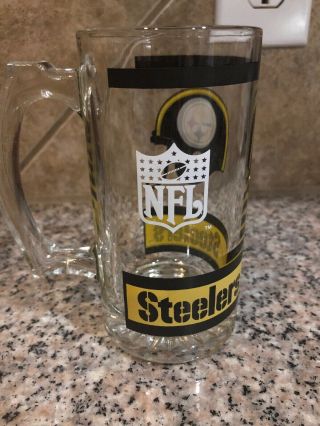 Pittsburgh Steelers Authentic NFL Glass Beer Mug Football Stein Steeler Helmet 3