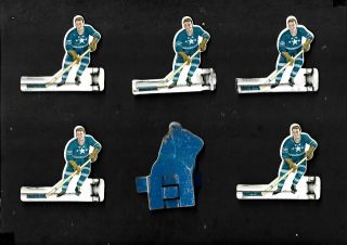 1950 ' s NHL EAGLE TABLE TOP SET OF 6 BLUE ALL - STAR TEAM,  5 PLAYERS,  1 GOALIE EXTN 2