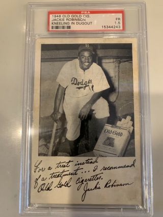 1948 Old Gold Cigarettes Jackie Robinson In Dugout Psa 1.  5