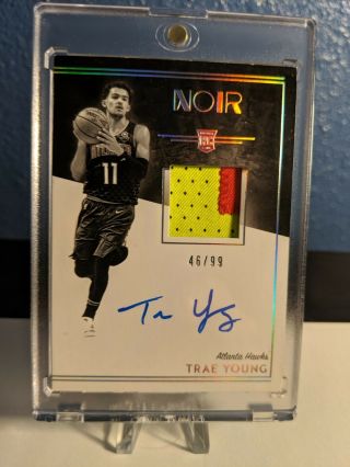 2018 - 19 Trae Young Noir Rookie Patch Auto Rpa Black And White 46/99 Hawks