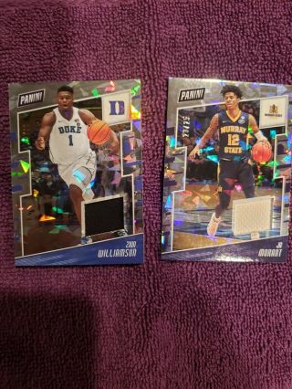 2019 Panini Cracked Ice Patch Zion Williamson And Ja Morant Sp/25 Wow