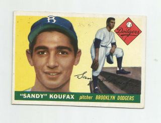 1955 Topps 123 Sandy Koufax Vg - Ex Brooklyn Dodgers Rookie Card (hof)