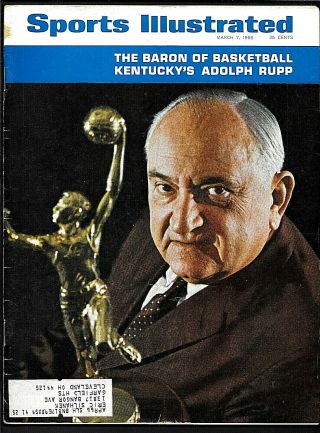 1966 Sports Illustrated Adolph Rupp Kentucky Wildcats Basketball Very Good,