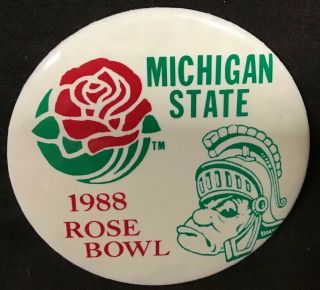 Michigan State Spartans 1988 Rose Bowl 3 " Pinback Button Souvenir