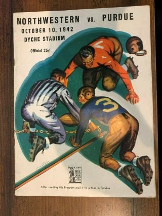 Purdue Vs Northwestern Football Program,  At Dyche Stadium On 10/10/1942