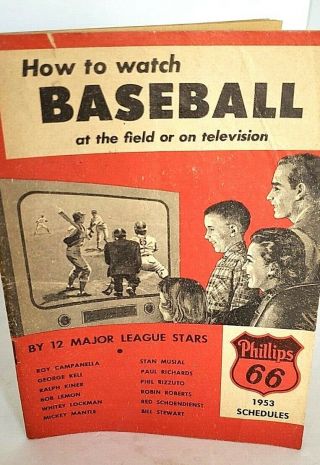 1953 " How To Watch Baseball " - Stan Musial Mickey Mantle Roy Campanella