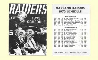 1973 Oakland Raiders Schedule Card - Team Issued - 2019 Last Year In Oakland