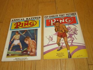 2 Old 1951 The Ring Boxing Wrestling Magazines Jake Lamotta Laurent Dauthuille