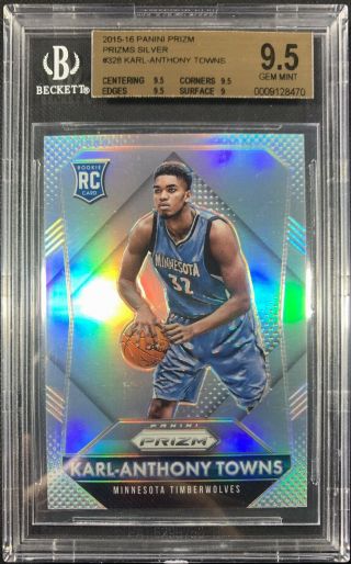 Karl - Anthony Towns 2015 - 16 Panini Prizm Silver Rc Rookie 328 Bgs 9.  5 Gem