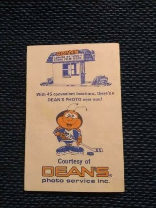 1975 - 76 San Diego Mariners (WHA) Dean ' s Photo Service hockey pocket schedule 3