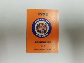 Detroit Tigers 1972 Mlb Baseball Pocket Schedule - Tigers Yearbook