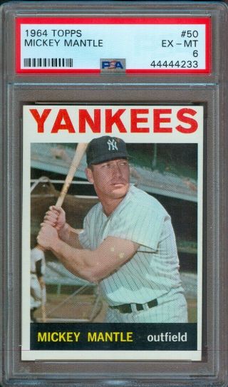 1964 Topps 50 Mickey Mantle Yankees Psa 6