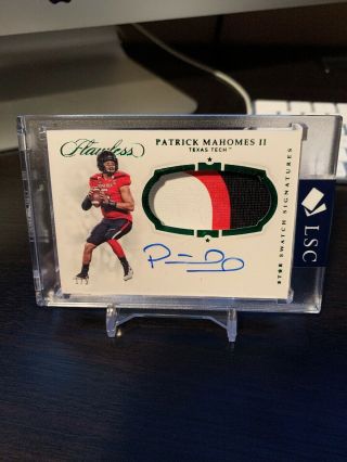 Patrick Mahomes Ii 2019 Flawless Collegiate Star Swatch Patch Auto 1/5 Sick