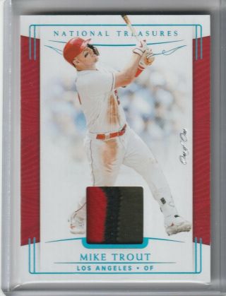 Mike Trout 2019 Panini National Treasures Game Patch Platinum True 1/1