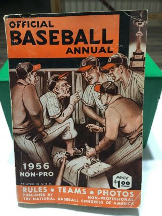 Vintage 1956 Official Guide National Non - Pro Baseball Rules Teams Photos Usa