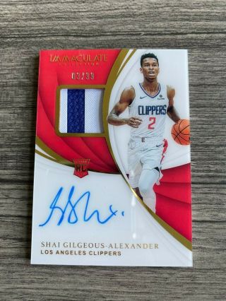 2018 - 19 Panini Immaculate Rookie Patch Auto Rc Rpa Shai - Gilgeous Alexander 03/99