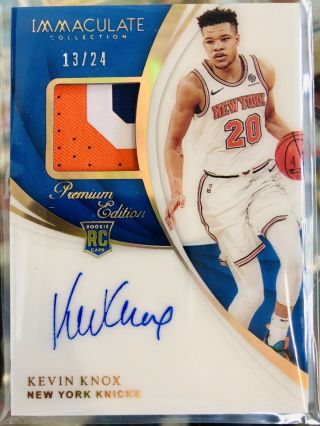 2018/19 Immaculate Kevin Knox Premium Edition Rookie Patch Auto /24 3 Color Rc