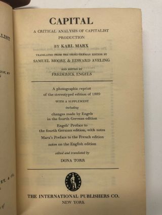 1939 Capital Karl Marx Volume 1 1st American Edition 3