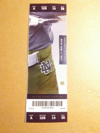 2019 Notre Dame Fighting Irish Vs Navy Football Ticket Stub