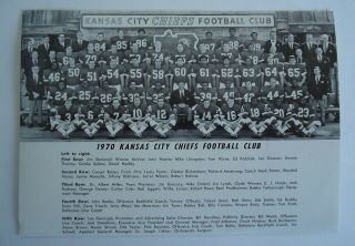 1970 Kansas City Chiefs Team Photo Postcard Nfl Football