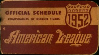 1952 Detroit Tigers Baseball Pocket Schedule Reach American League Baseball