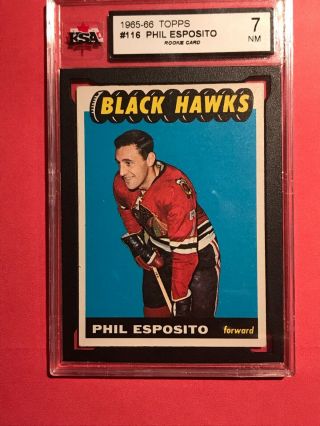 1965 Topps Hockey - Phil Esposito,  Card 116 - Ksa 7.
