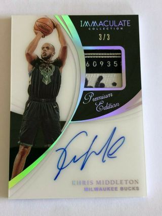 2018 - 19 Immaculate Khris Middleton Premium Edition Fotl Tag Patch Auto ’d /3