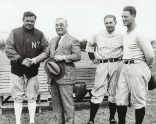 Babe Ruth,  Lou Gehrig,  Bob Shawkey,  Ed Barrow 8x10 Photo York Yankees