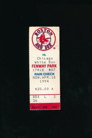 April 18 1994 Chicago White Sox @ Boston Red Sox Ticket Tim Raines 3 Home Runs