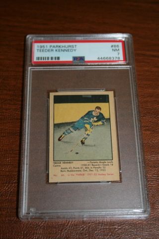 Teeder Kennedy - 1951 Parkhurst Rookie Card 86 - Toronto Maple Leafs - Psa Nm 7