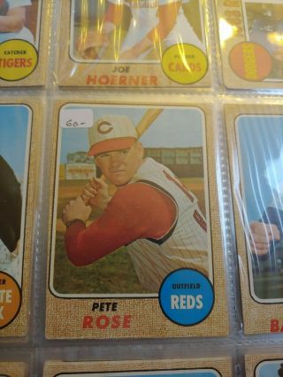 Partially Complete Set 1968 Topps Baseball Cards Incl Pete Rose,  Mayes